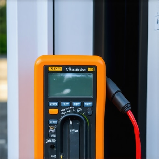 Multimeter measuring electrical current at an EV charger