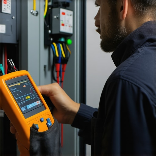 Advanced Lighting Troubleshooting Tools Electrician using circuit analyzer to diagnose lighting system issues