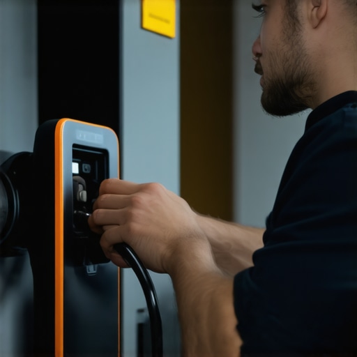 Electrician troubleshooting lighting and EV charger problems with diagnostic tools