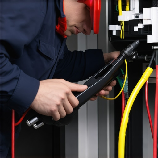 Electrician diagnosing EV charger wiring with tools