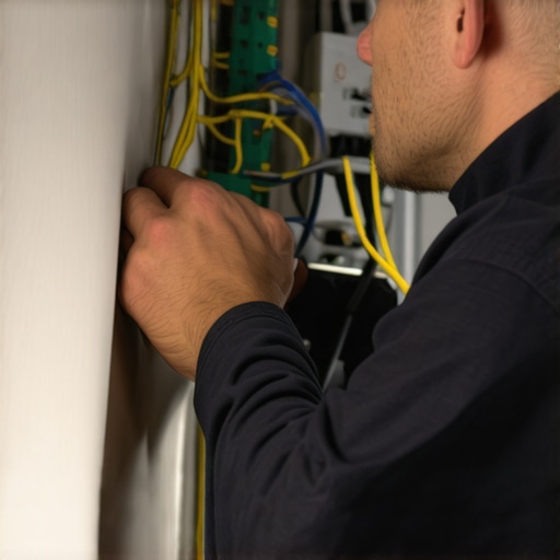 Electrician inspecting home wiring for troubleshooting issues