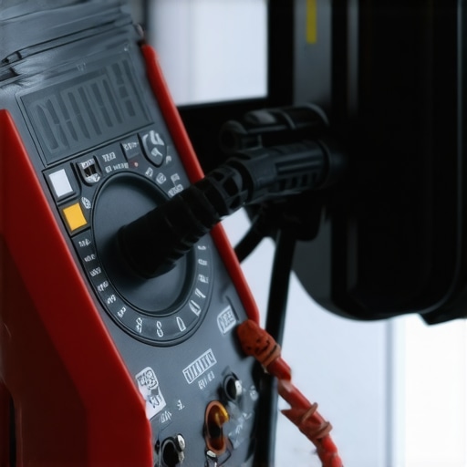 Electrician testing EV charger outlet with multimeter